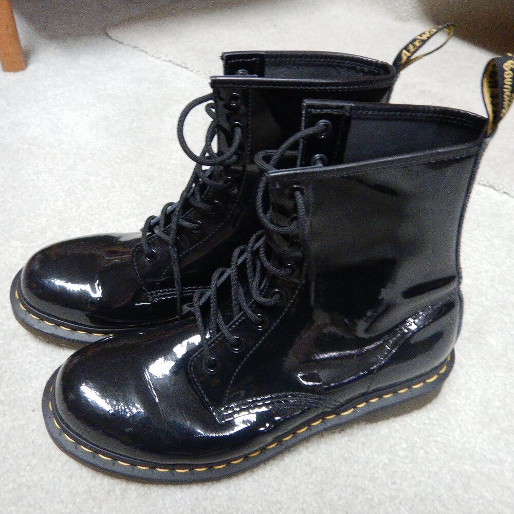 Dr. Martens Glossy Black Moto Boots